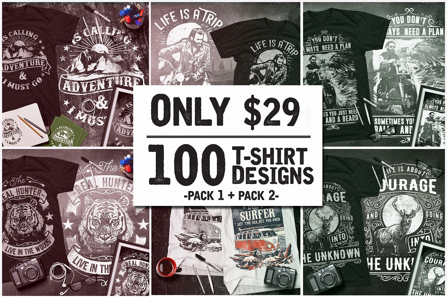 100 T-Shirt Design Bundle Mega Collection - $19 - Master Bundles