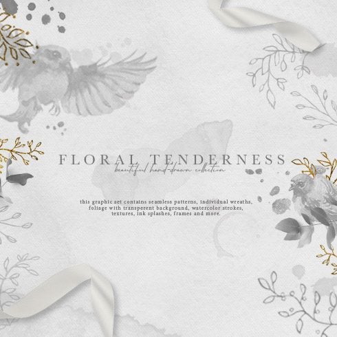 Floral Tenderness: hand-drawn floral elements Main cover.