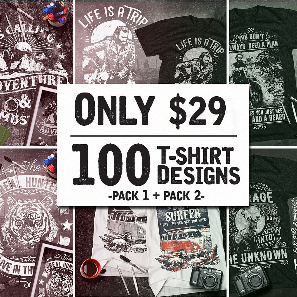 100 T-Shirt Design Bundle Mega Collection - $19 – MasterBundles