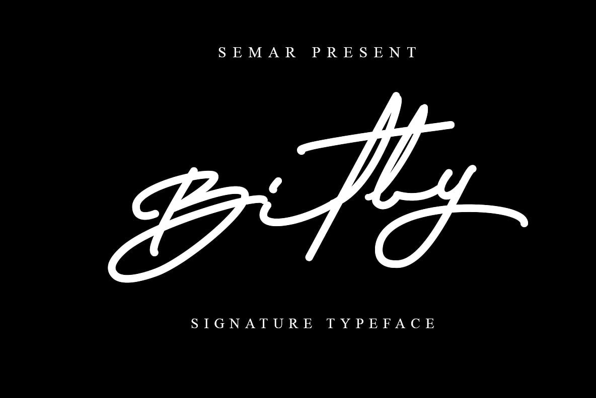 White signature typeface.