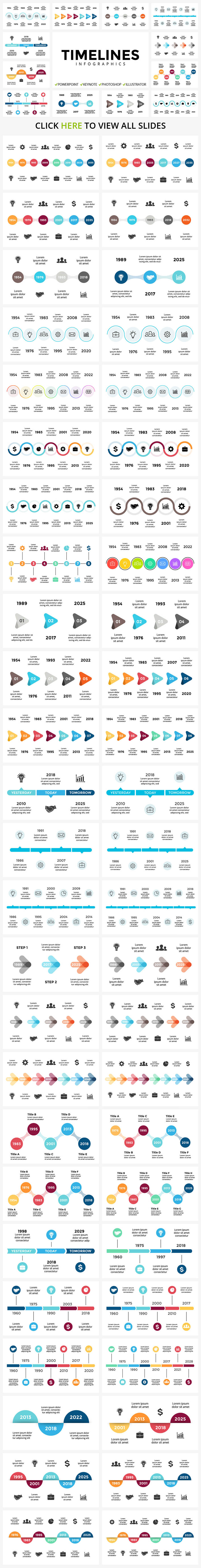 Telling about an event in chronological order is sometimes boring and dull. By adding elements from this infographic, your timeline will become noticeable and interesting.