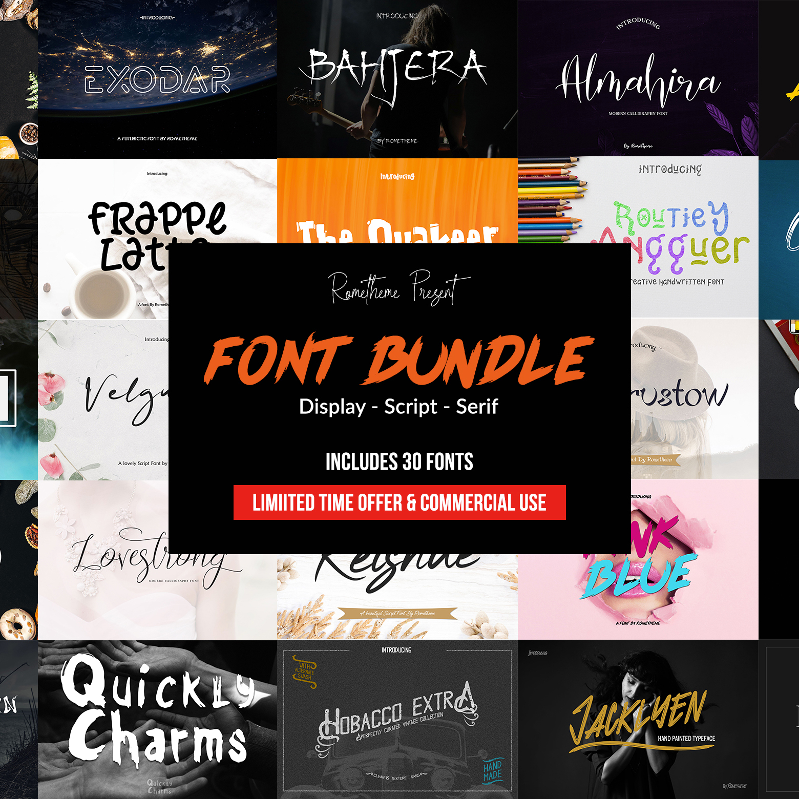 Playful Fonts – Exclusive Font Bundle – 30 Items for $15