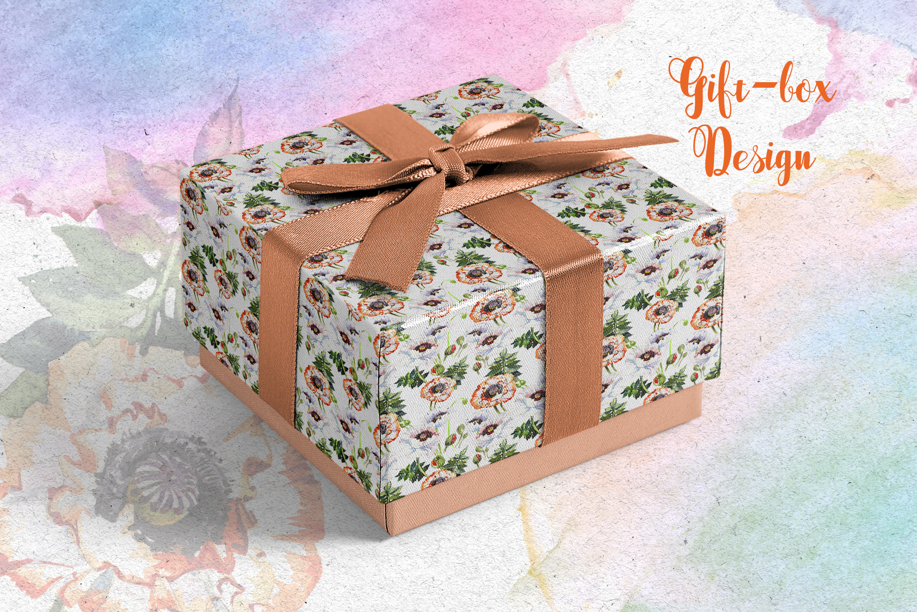 Paper gift box with small flowers.