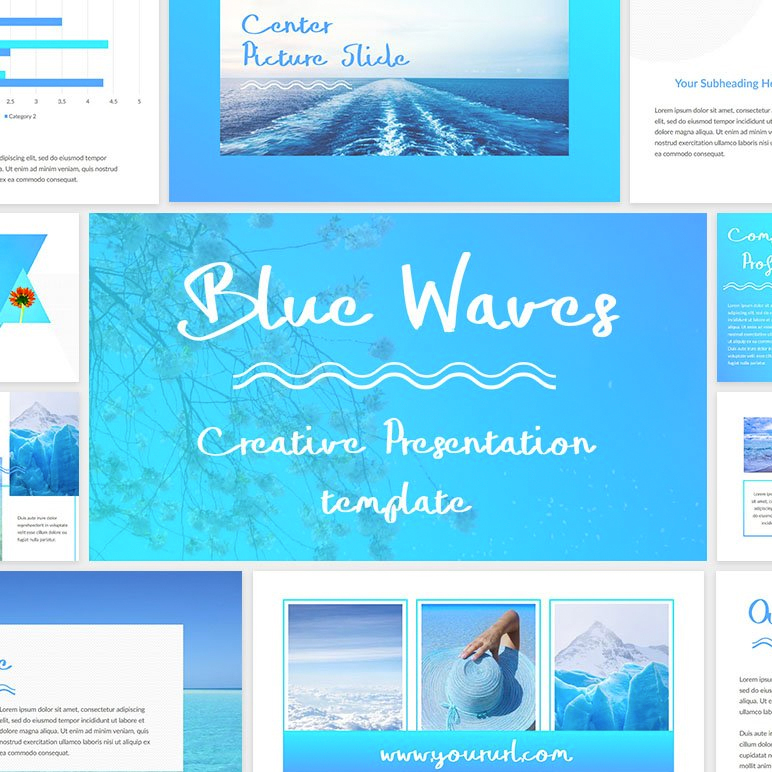 Blue Waves – PowerPoint Template main cover.