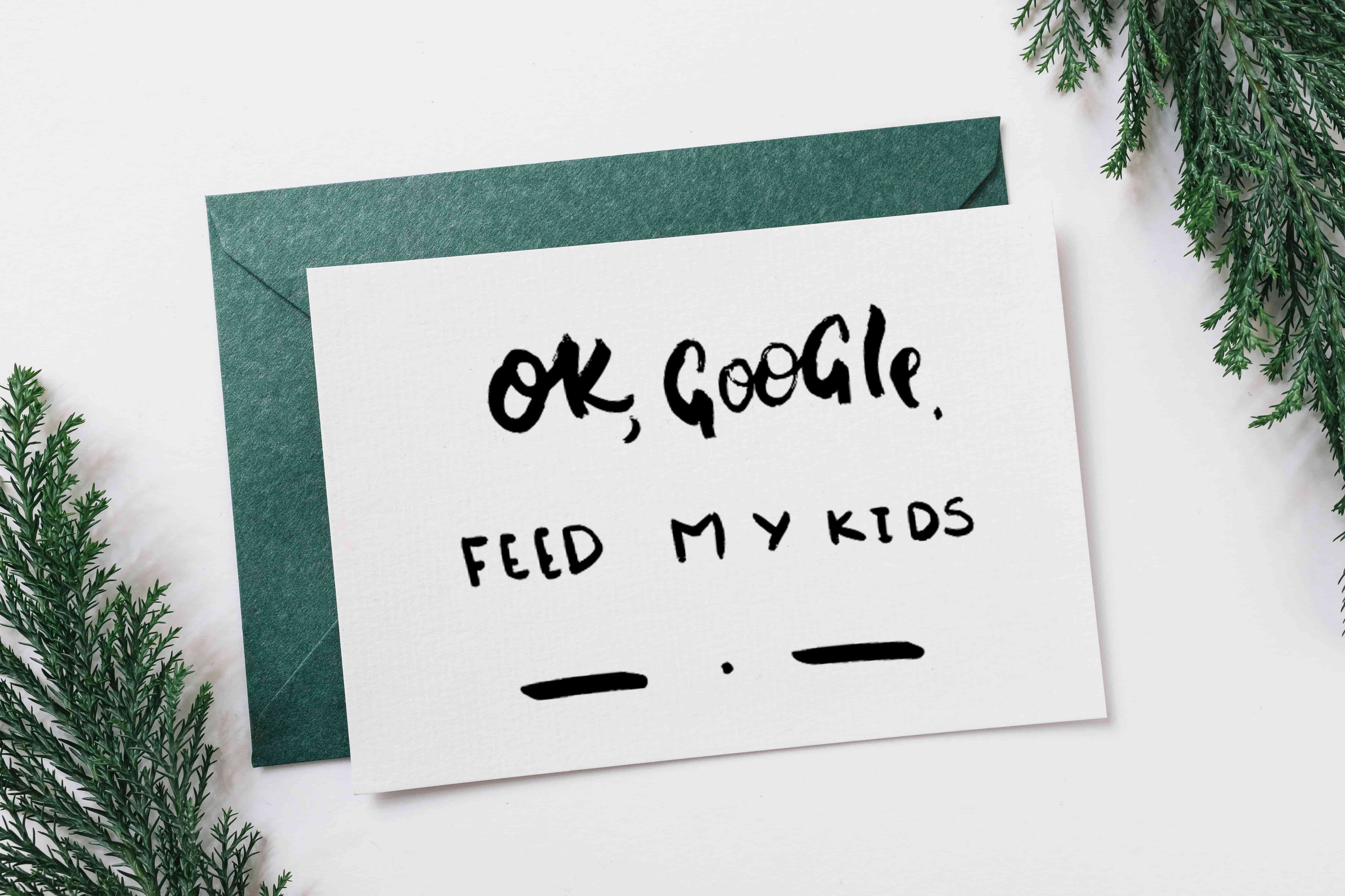 Google, Feed My Kids Funny Postcard for Mother