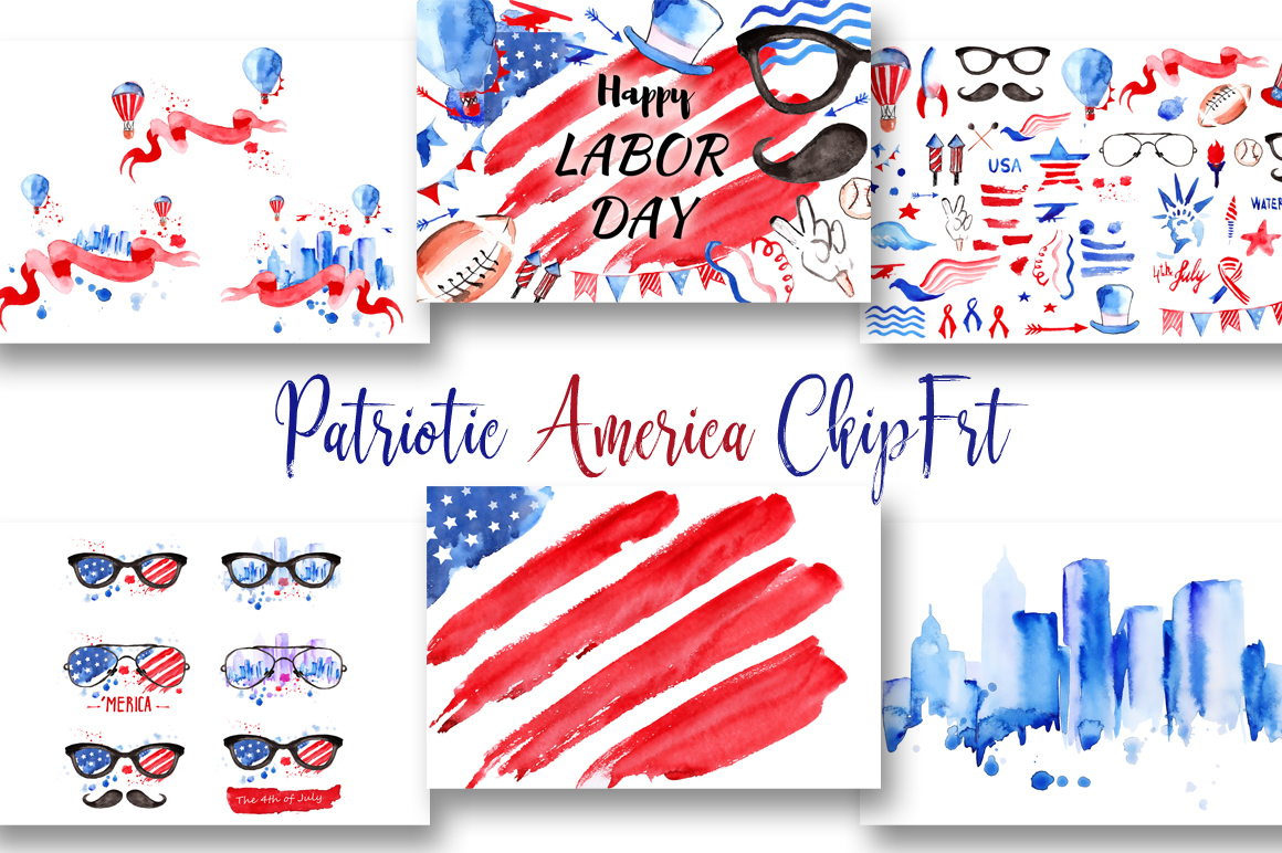 USA patriotic colors on different textures.