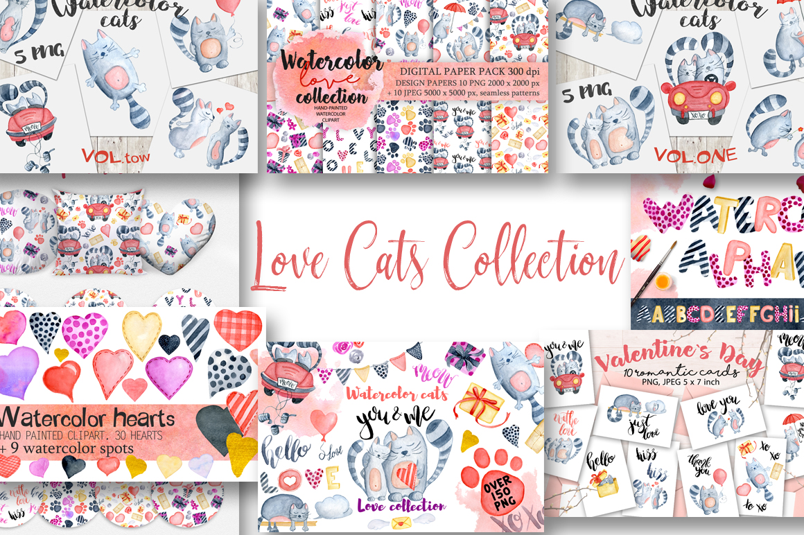 This is for cat lovers. High-quality illustrations are done in watercolors.