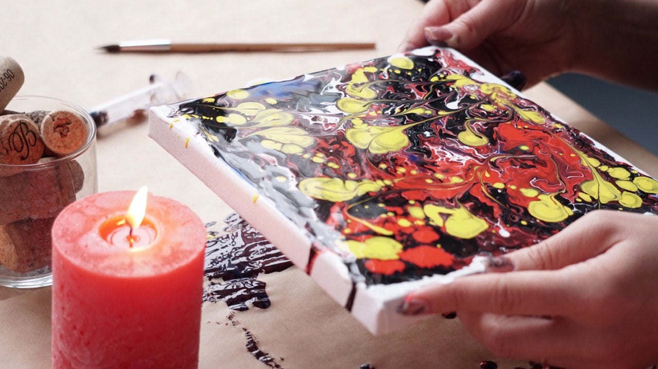Fluid Art Painting in 2019. Acrylic Fluid Art Tutorial and Gift Box for Beginners