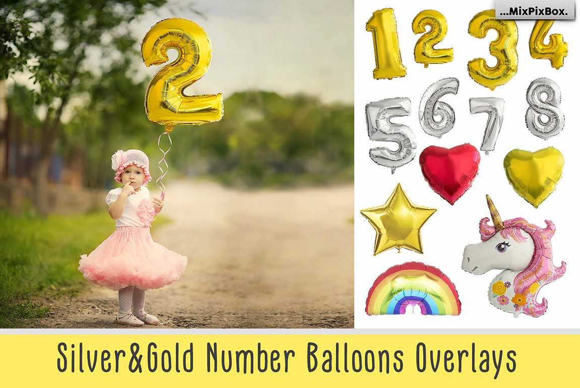 27 Balloon Numbers Overlays