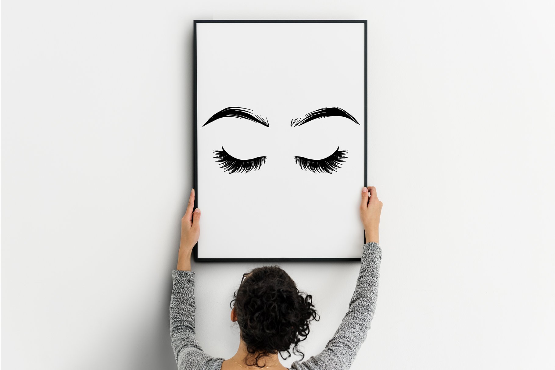 Laconic and minimalistic poster with the image of eyelashes.