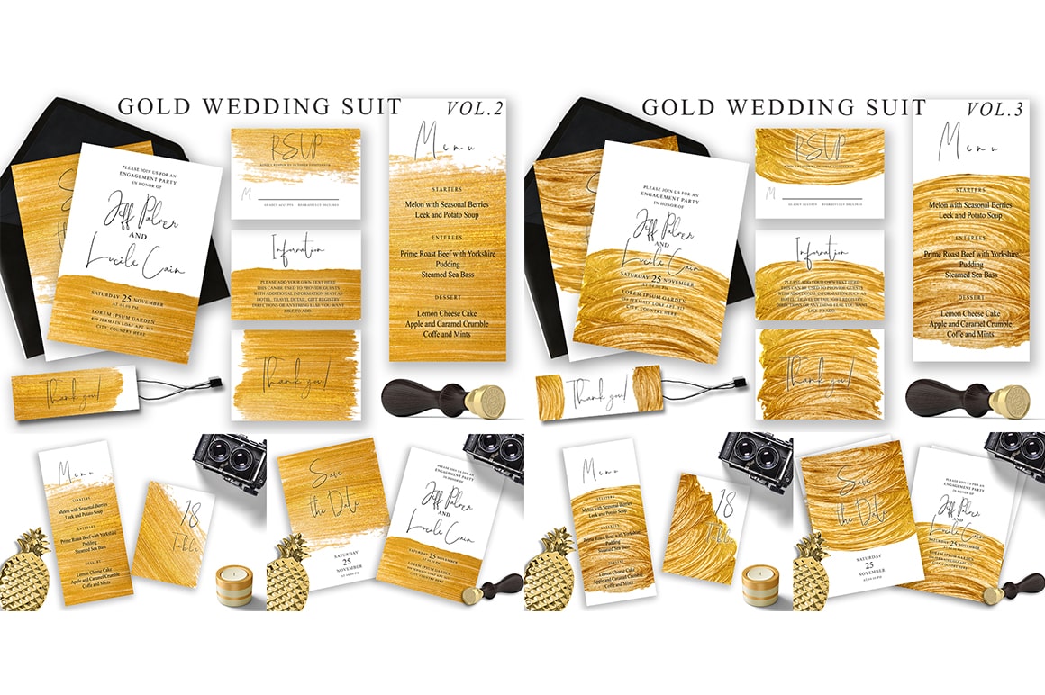 Hollywood star wedding invitations. Black and gold always create the effect of wealth and luxury.