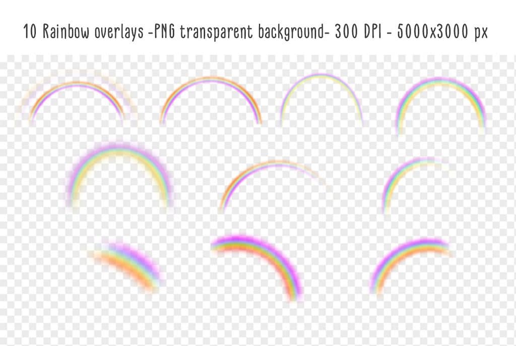 32 Rainbow photo overlays + 20 Textures