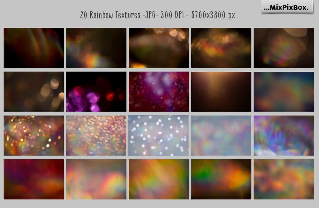 32 Rainbow photo overlays + 20 Textures