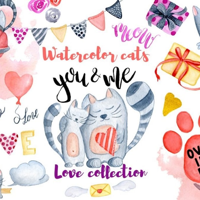 Watercolor Love Сats Сollection – $14