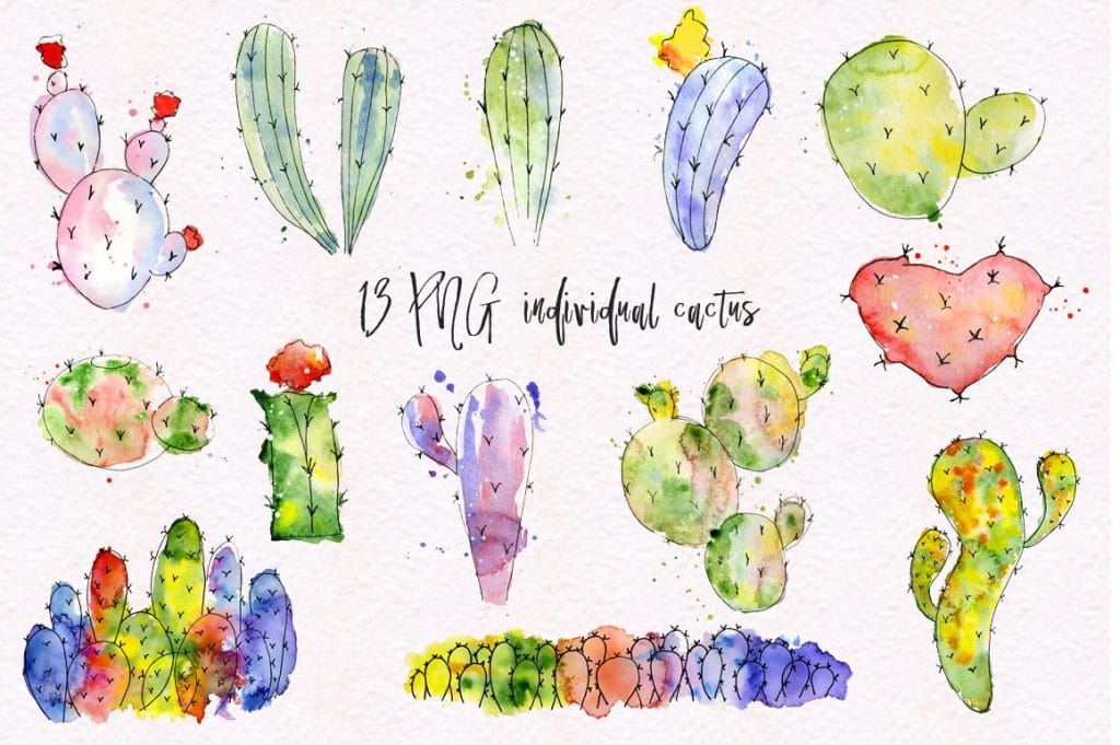 Watercolor Abstract Cactus