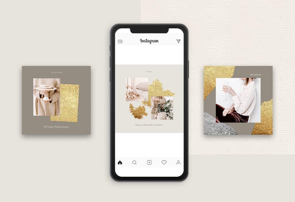 Instagram Post and Story backgrounds Instant Access! Gold Social Media Marketing Templates & Resources 272pc Gold Foil