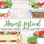 Harvest Festival Watercolor Clipart.