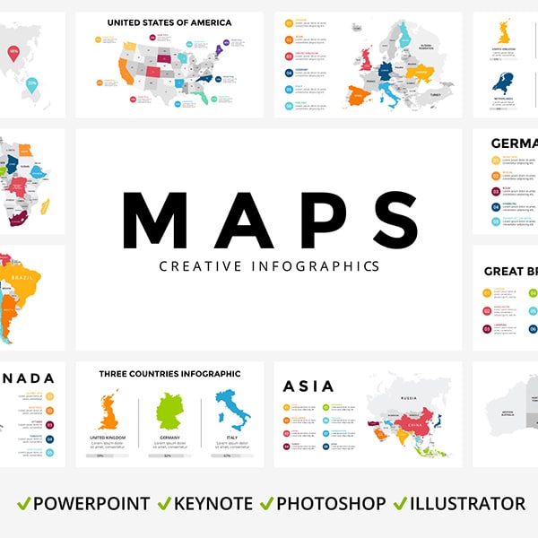 20 Map Infographics | Ppt Key Psd Ai - main cover.
