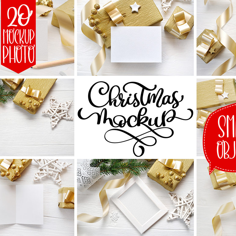 35 Christmas Background Mock Ups with smart object main cover image.