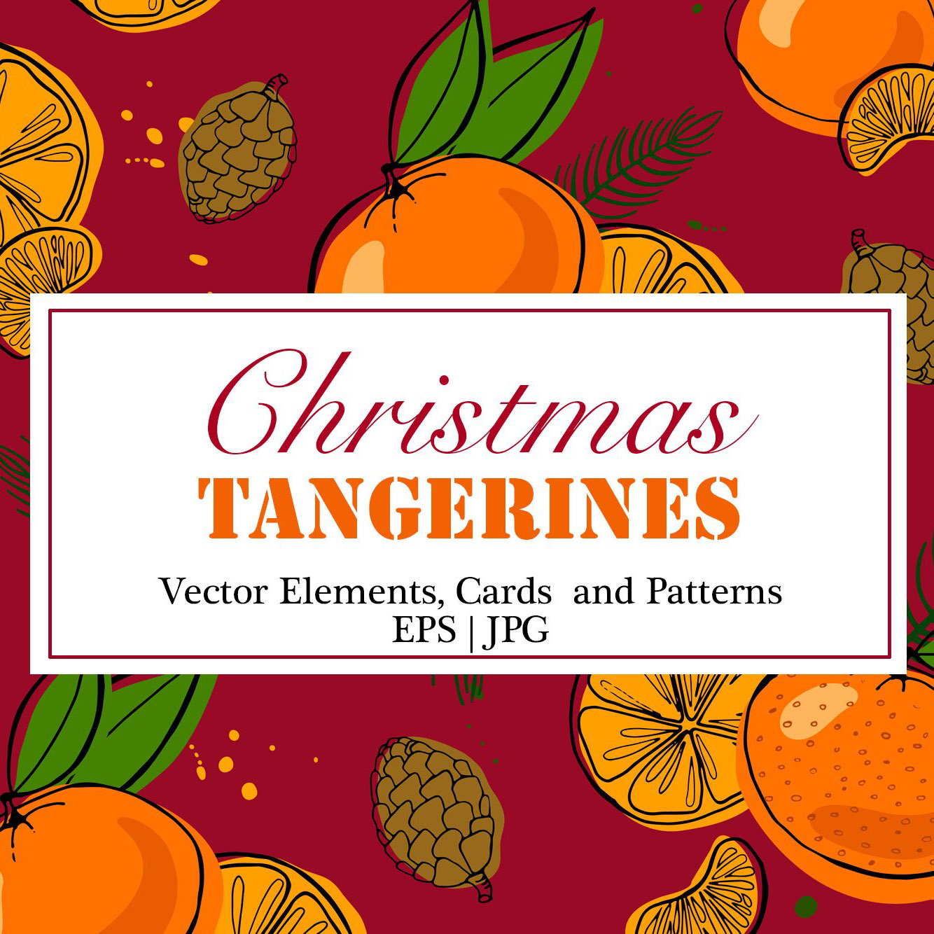 Christmas Clipart: Tangerines Vectors – $16