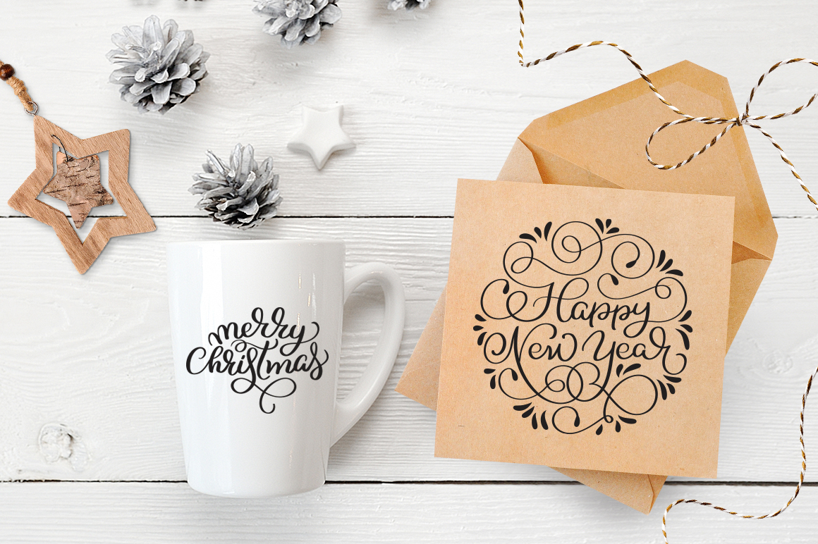 Merry White Christmas Quotes Images and Objects Calligraphy Collection