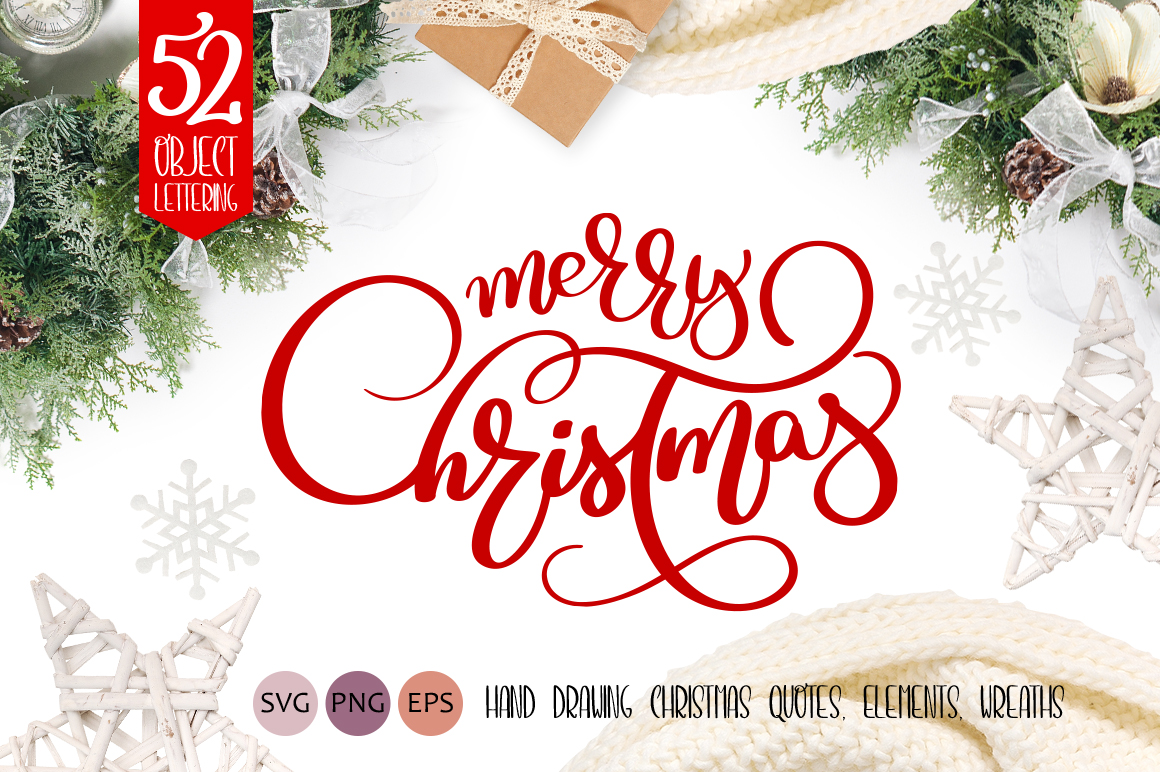 Merry White Christmas Quotes Images and Objects Calligraphy Collection