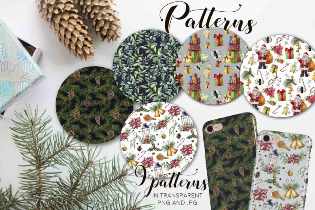 A versatile Christmas print that looks great on a variety of surfaces.