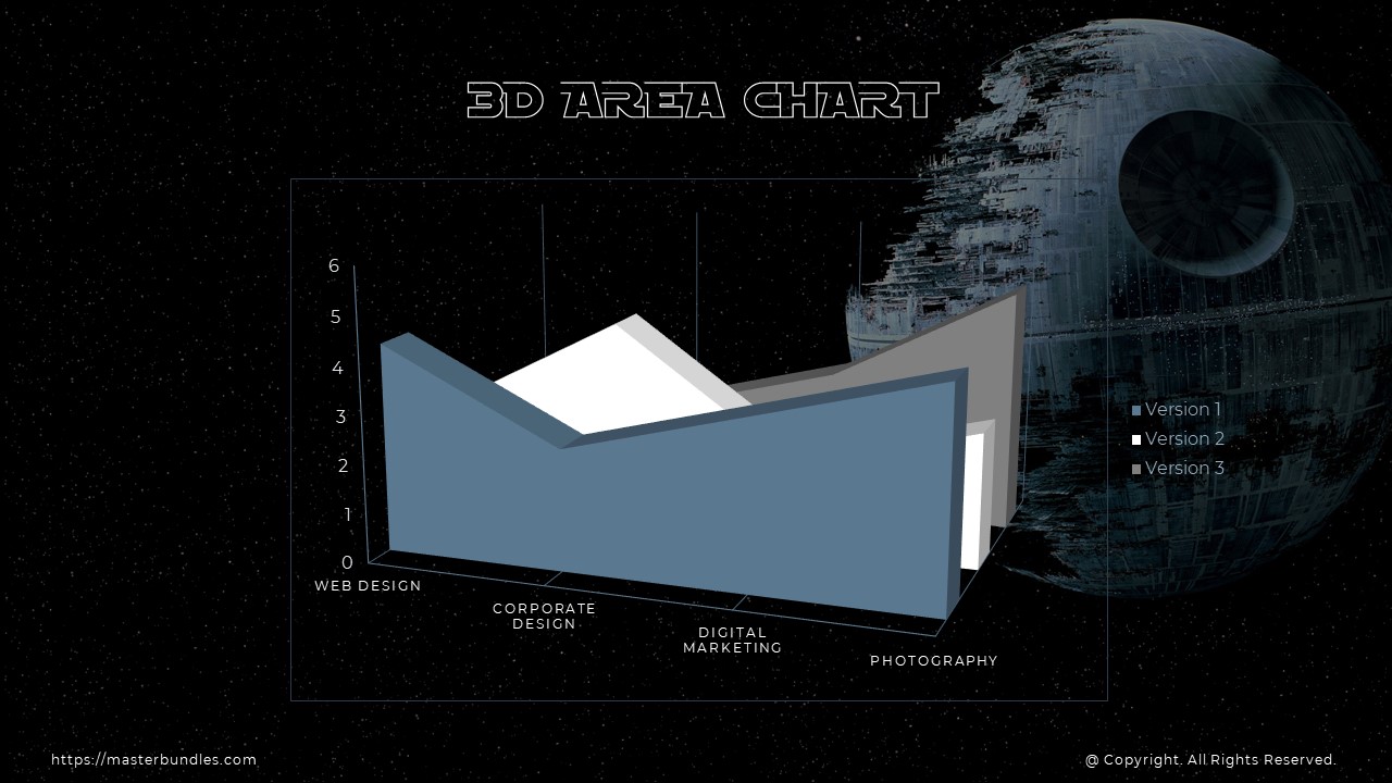 Unusual 3D diagram throughout the slide on a cosmic background.