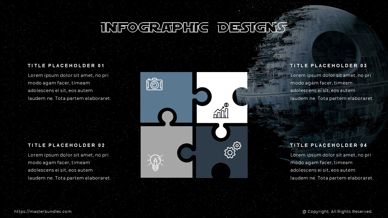 Infographics with colorful puzzles and icons in each puzzle.