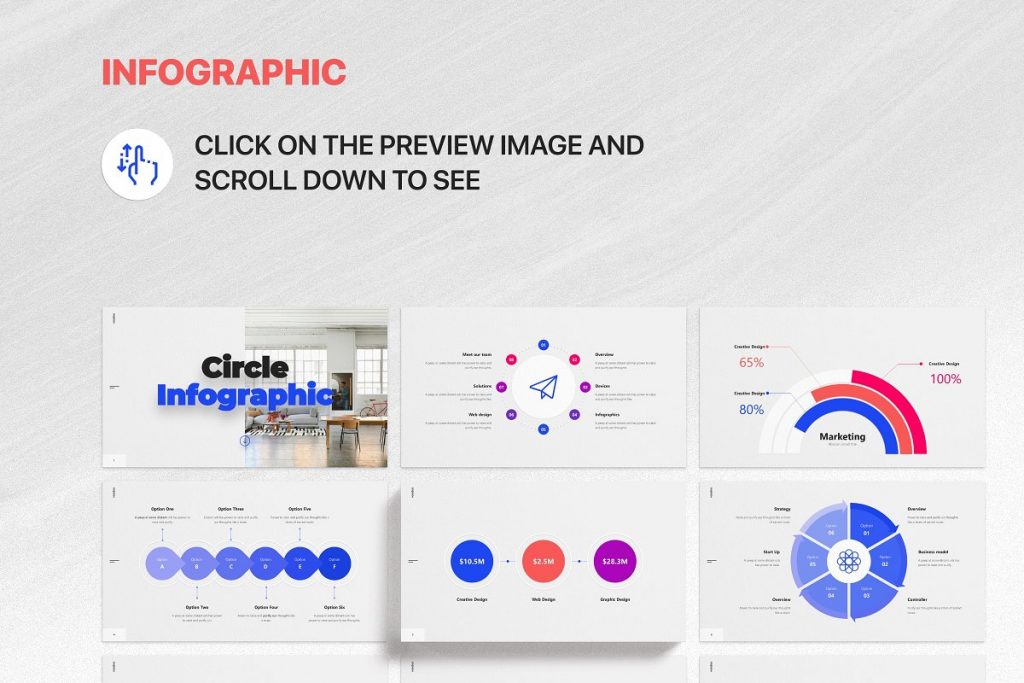 The presentation was created in classic colors - blue and gray, but bright infographics will dilute this position with colors.