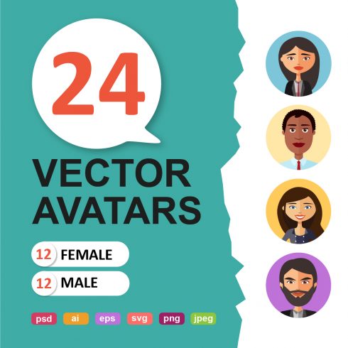 64 Avatar icons vector people collection on Yellow Images Creative