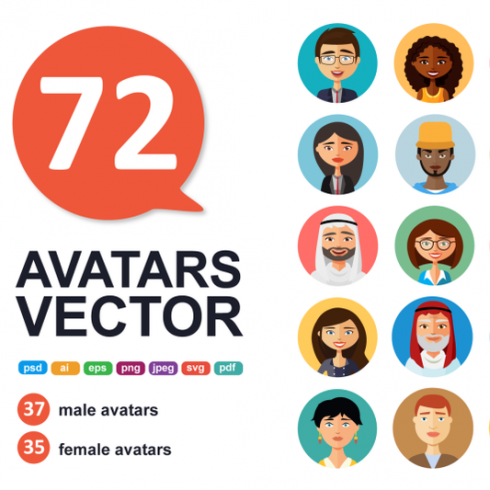 People Avatars Vector Free Icon Set 