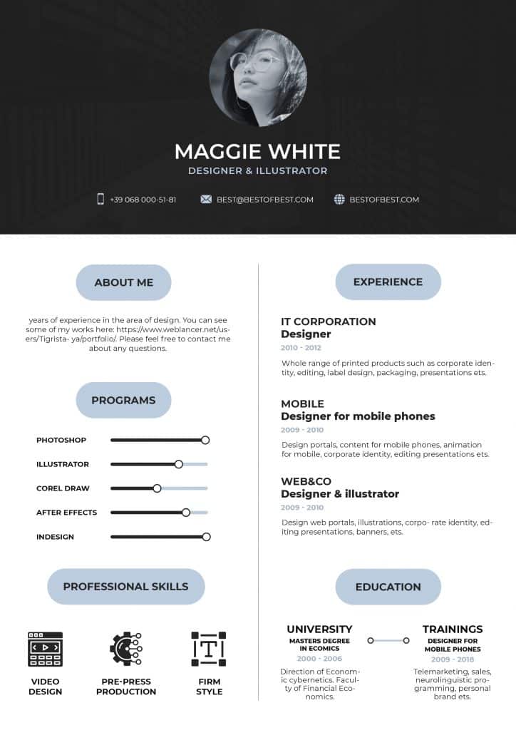 Best College Resume Templates 2021: 5 colors, Word and PSD - $8 ...