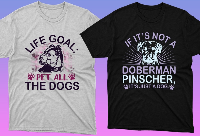 Black and white t-shirts with seriously dogs.