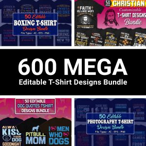Minimalist T-shirt Design: 600 Mega Editable T-shirt Designs cover image.