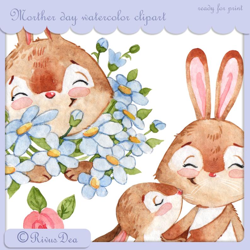 Mother's Day Watercolor Clipart