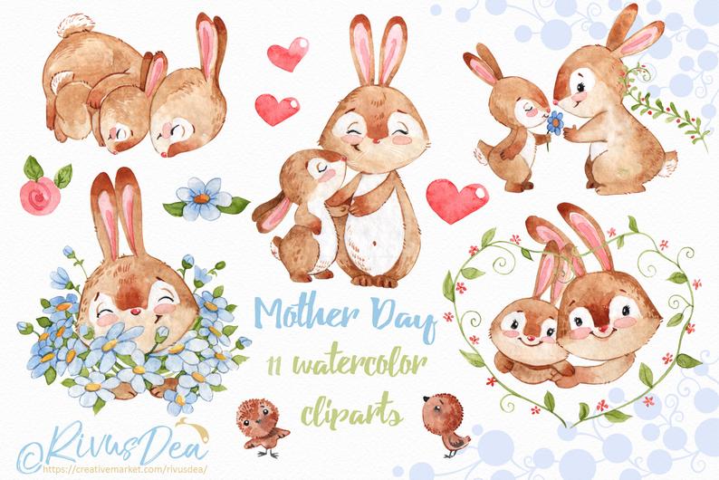 Mother's Day Watercolor Clipart