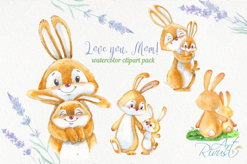 Watercolor Bunny and Mom: Mother's Day cover image.
