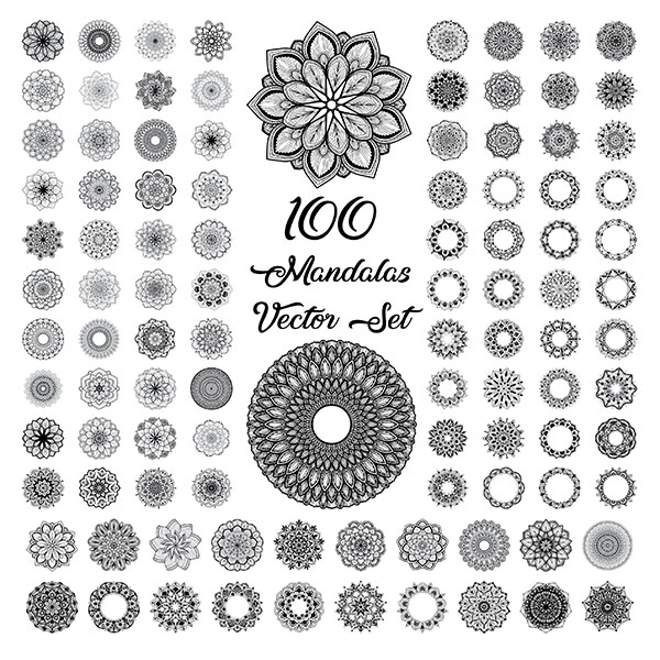 100 Mandalas Vector Set