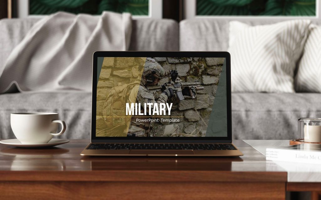 Military template slide on a laptop.