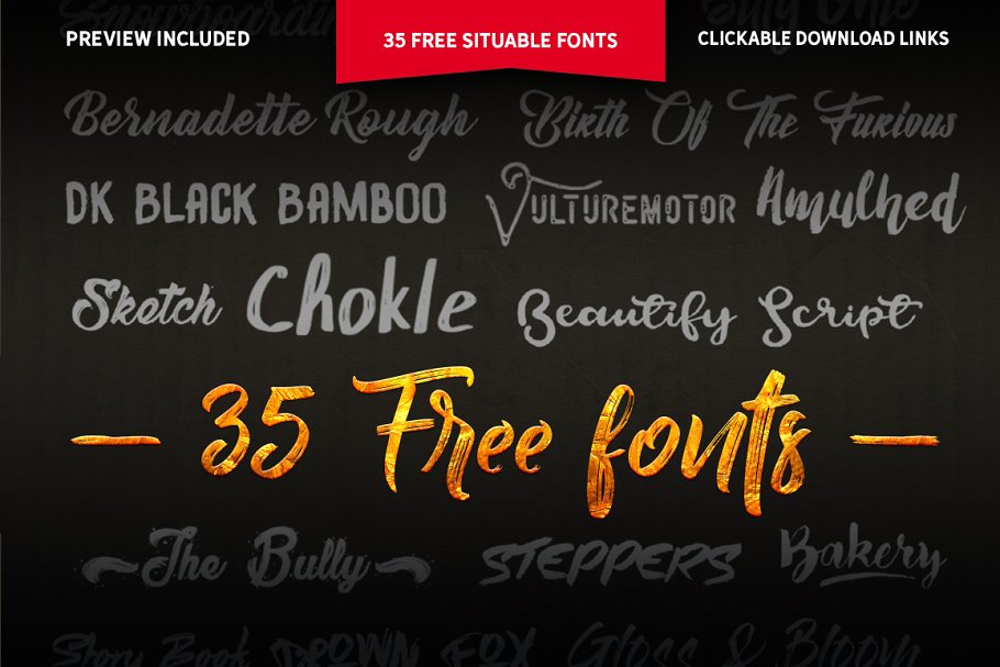 This collection includes free fonts.