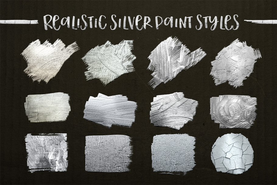 Realistic silver paint styles.