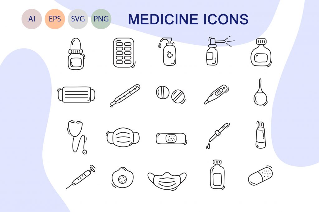 Medicine line icons