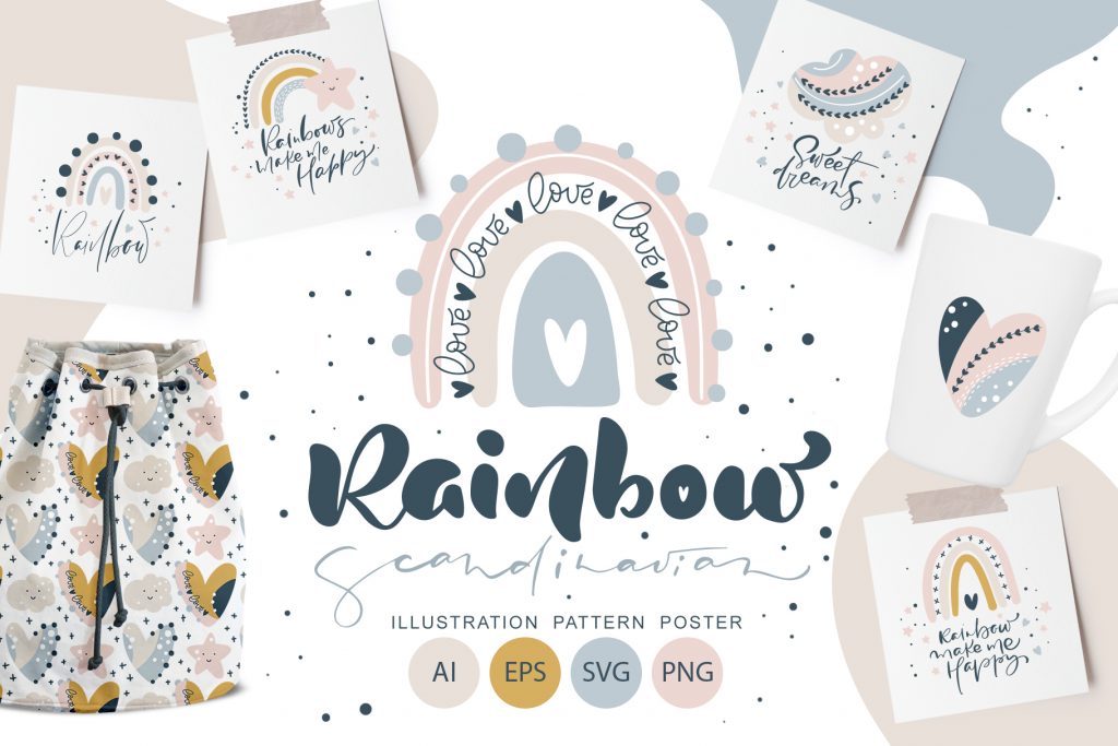 Download Rainbow Scandinavian SVG Designs - Master Bundles