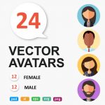 24 Avatars Vector Flat People Icons - $11