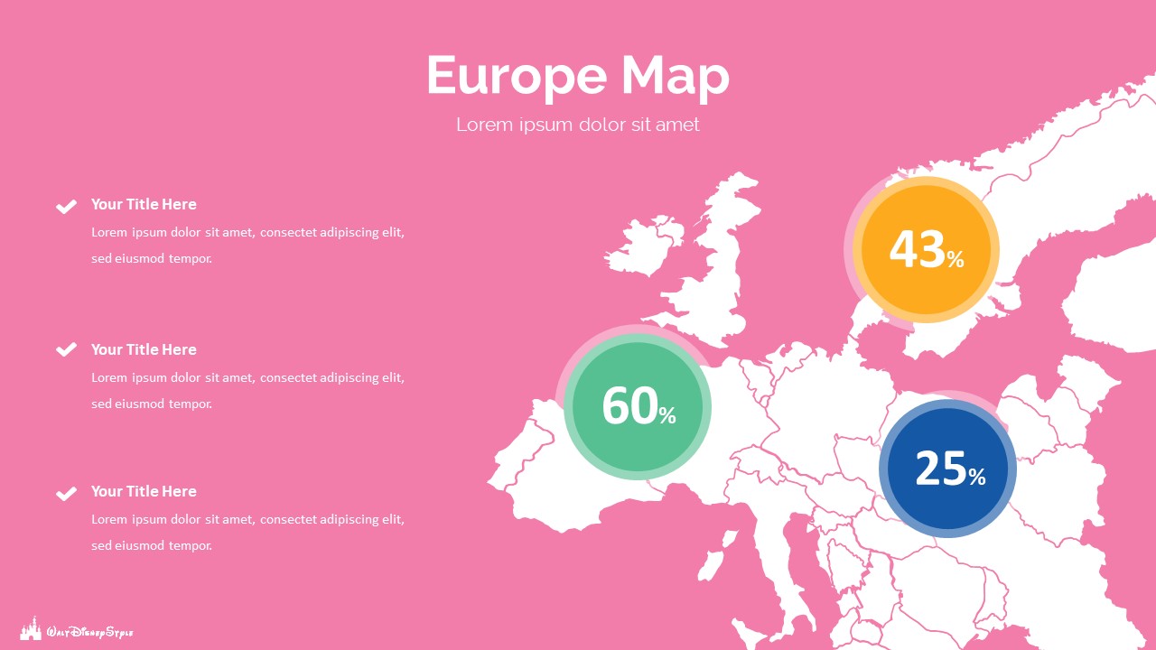 Large map of Europe on a pink background.