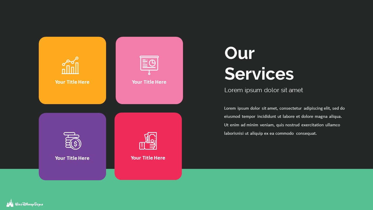 All services are described in colored squares.