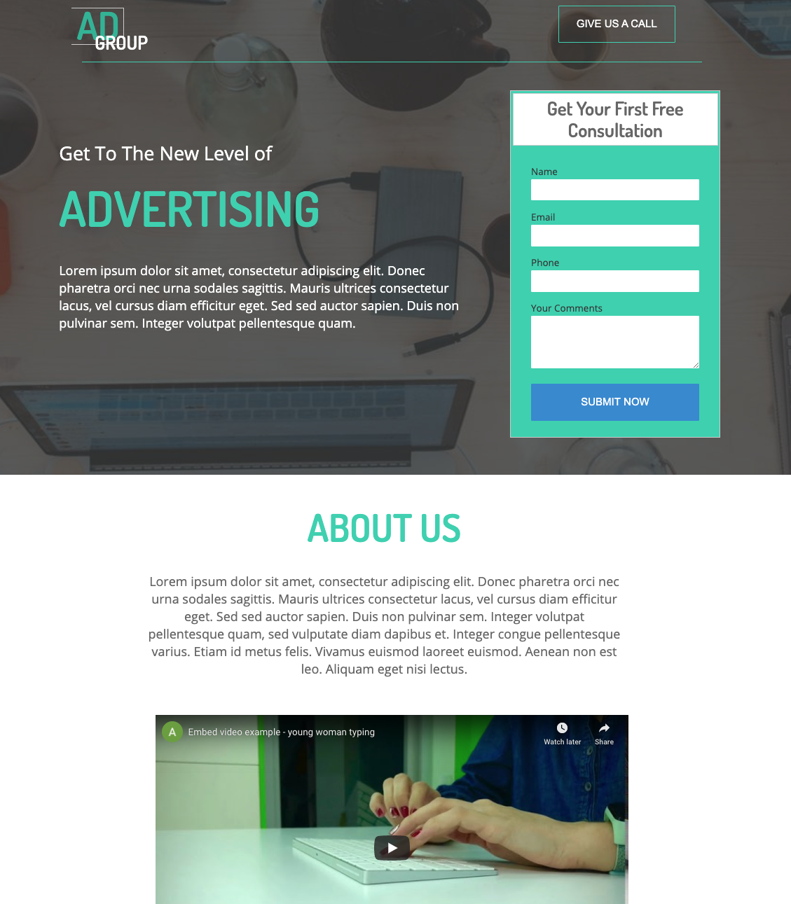 Advertising Agency Unbounce Template