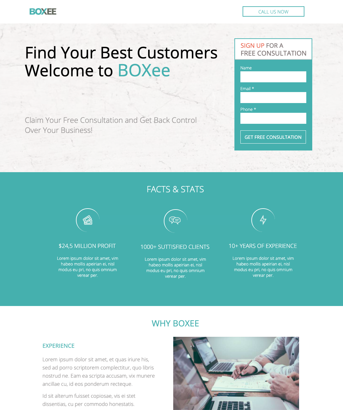 Financial Consultant Unbounce Template