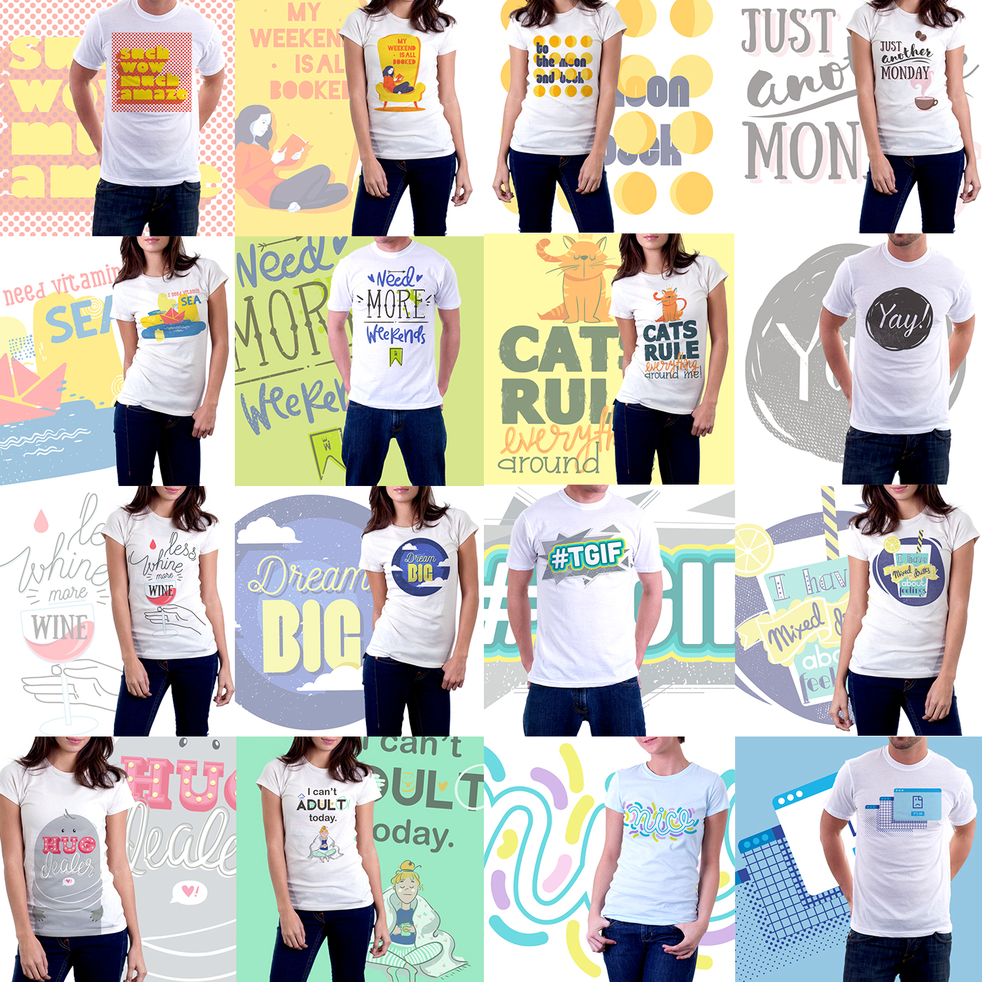 Colored t-shirts templates set of promotional Vector Image